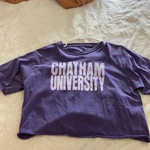 Blue chatham university cropped tee- M